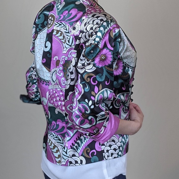 Whimsical purple vintage silk jacket - Picture 8 of 9